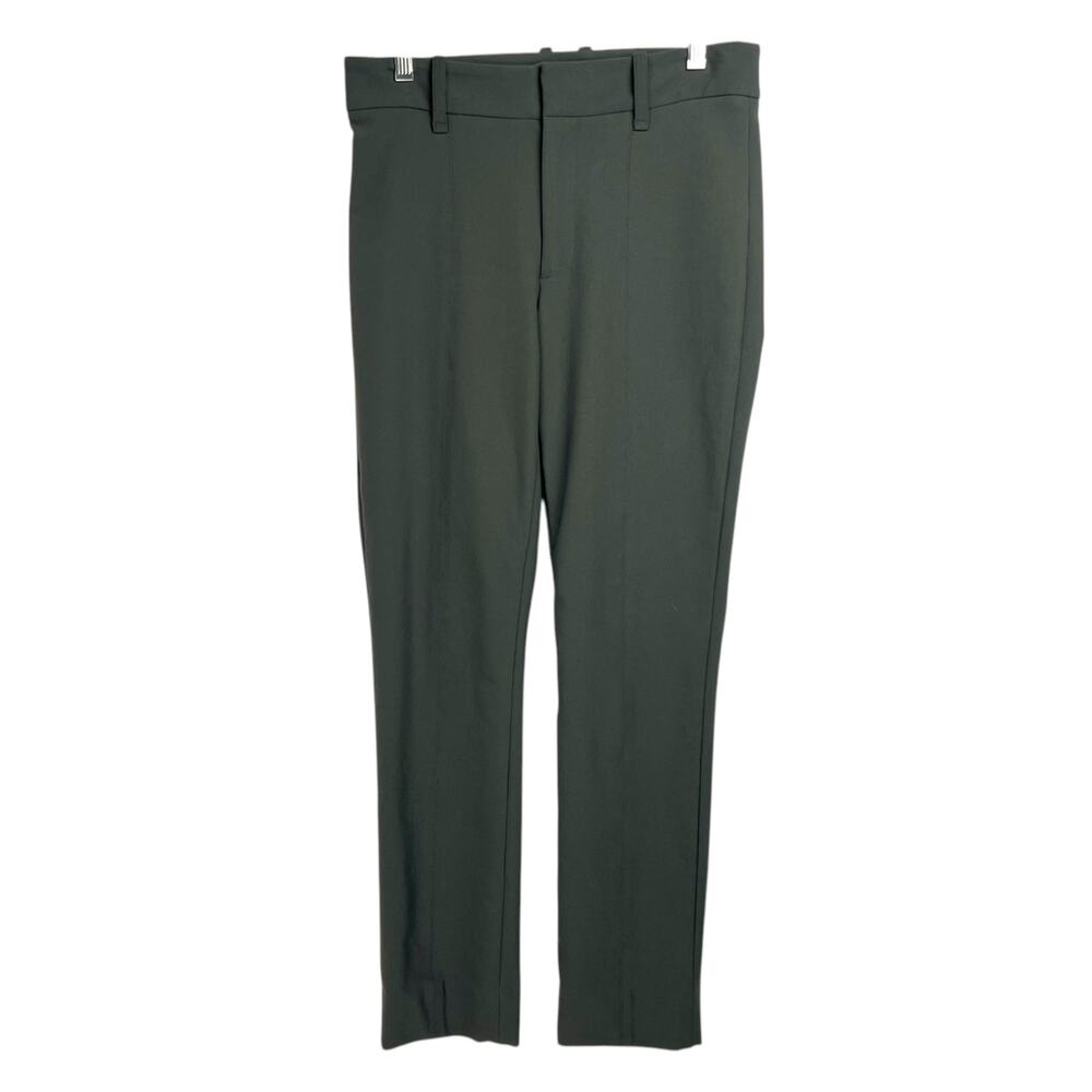 Vince Women's Size 8 Slim Mid-Rise Green Cotton Blend Trouser Pant Dress Pant